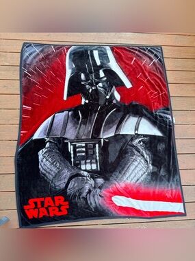 Star Wars Darth Vader Throw Blanket Black Red Plush 60x65 Reversible